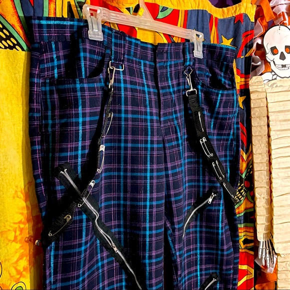Vintage Super Low Fat Bondage Plaid Pants Size Large-XL - Picture 3 of 11